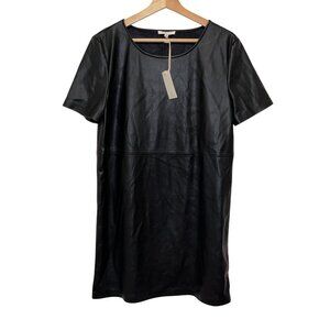 NWT Z Supply Black Faux Leather Short Sleeve Mini Dress Women's Size M